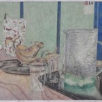 Untitled Bar and the Abandoned Garden of Commerzbank,pencil,ink,water color on xuan paper,scroll painting on xuan paper, 390x33cm,2011