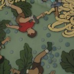 Kicking Boys No. 10, plaster replicas of pills, polymer paint (acrylic), epoxy resin and ink on wood panel, 35 x 25 cm, 2007