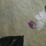 Still Lifes: Wild Ducks and Swans Arrive Frankfurt, ink, watercolor, mineral pigment, tea water, gold powder, xuan paper, 356 x 33 cm, 2012