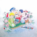 Alexandrine Dévé，Today We Are At the Pond and Tomorrow We will Be Defending the Coast, watercolor on xuan paper, 2010