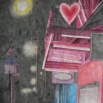 在脸和嘴唇之间 中国墨水，矿物颜料，铅笔，丙烯, 400 x 33cm, 2011