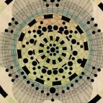 Lore Vanelslande, God is a Circle, mixed media on old paper, 26 x 26 cm, 2010