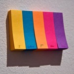 Magdalen Wong, "I Think I Missed You," stickies 4s, ink on color stickles, 2011