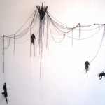 Ed Pien and Karin van Dam, "Suspended Gravity," multimedia installation, acrylic, wool, sand bags, boat fenders, Chinese umbrellas, gear shift boot, styrofoam, plastic ties, embroidery rings, string, dimensions variable, 2013 Ed Pien and Karin van Dam, "Suspended Gravity," multimedia installation, acrylic, wool, sand bags, boat fenders, Chinese umbrellas, gear shift boot, styrofoam, plastic ties, embroidery rings, string, dimensions variable, 2013