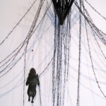 Ed Pien and Karin van Dam, "Suspended Gravity," multimedia installation, acrylic, wool, sand bags, boat fenders, Chinese umbrellas, gear shift boot, styrofoam, plastic ties, embroidery rings, string, dimensions variable, 2013 Ed Pien and Karin van Dam, "Suspended Gravity," multimedia installation, acrylic, wool, sand bags, boat fenders, Chinese umbrellas, gear shift boot, styrofoam, plastic ties, embroidery rings, string, dimensions variable, 2013