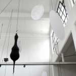 Ed Pien and Karin van Dam, "Suspended Gravity," mixed media installation, acrylic, wool, sand bags, boat fenders, Chinese umbrellas, gear shift boot, styrofoam, plastic ties, embroidery rings, string, dimensions variable, 2013 Ed Pien and Karin van Dam, "Suspended Gravity," mixed media installation, acrylic, wool, sand bags, boat fenders, Chinese umbrellas, gear shift boot, styrofoam, plastic ties, embroidery rings, string, dimensions variable, 2013