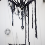 Ed Pien and Karin van Dam, "Suspended Gravity," mixed media installation, acrylic, wool, sand bags, boat fenders, Chinese umbrellas, gear shift boot, styrofoam, plastic ties, embroidery rings, string, dimensions variable, 2013 Ed Pien and Karin van Dam, "Suspended Gravity," mixed media installation, acrylic, wool, sand bags, boat fenders, Chinese umbrellas, gear shift boot, styrofoam, plastic ties, embroidery rings, string, dimensions variable, 2013