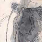 柴一茗, "西游记之一 ", 水墨在宣纸上, 160 x 35 cm, 2009