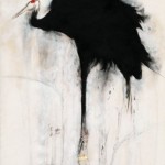 Wei Qingji, “Red-crowned Crane,” ink and mixed media on rice paper，180× 95cm，2011 魏青吉 “鹤”， 宣纸、水墨综合材料, 180× 95cm，2011